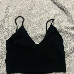 Black knit cropped tank top, size medium